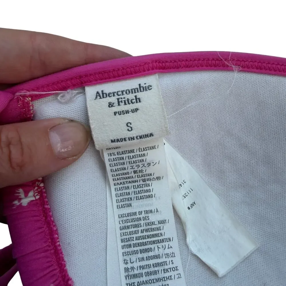 Vintage Y2K 2000s Abercrombie Pink Moose Print Bikini Swimsuit S/M
